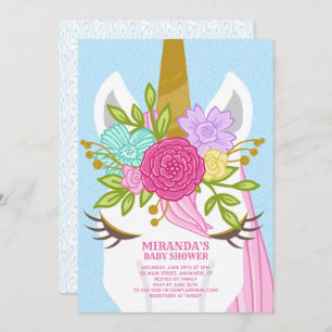 Unicorn Close-Up Baby Shower Invitation