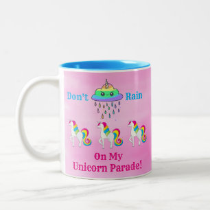 Unicorn Cloud Cartoon Cute Fun Girly Pink Two-Tone Coffee Mug
