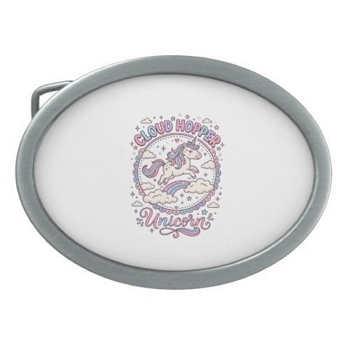 Unicorn Cloud Hopper Unicorn Playful Cute Gift Des Belt Buckle