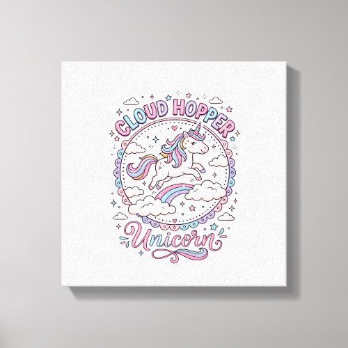 Unicorn Cloud Hopper Unicorn Playful Cute Gift Des Canvas Print