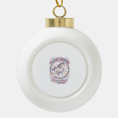 Unicorn Cloud Hopper Unicorn Playful Cute Gift Des Ceramic Ball Christmas Ornament