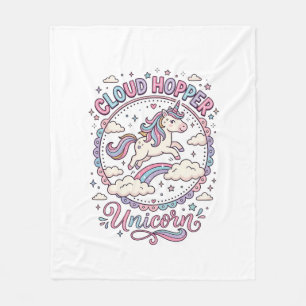 Unicorn Cloud Hopper Unicorn Playful Cute Gift Des Fleece Blanket