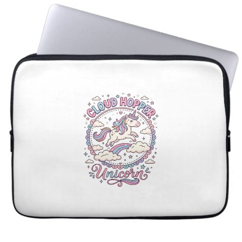Unicorn Cloud Hopper Unicorn Playful Cute Gift Des Laptop Sleeve
