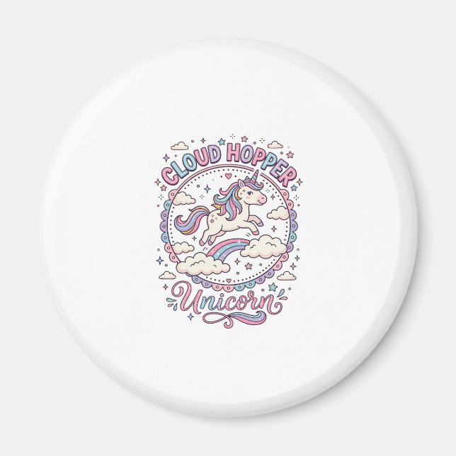 Unicorn Cloud Hopper Unicorn Playful Cute Gift Des Magnet (Front)