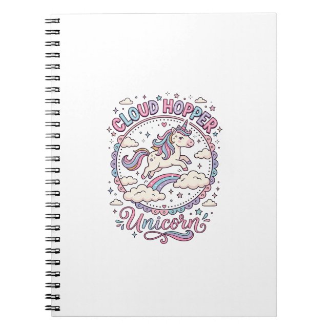Unicorn Cloud Hopper Unicorn Playful Cute Gift Des Notebook (Front)