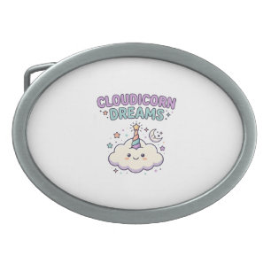 Unicorn Cloudicorn Dreams Trendy Graphic Tee Desig Belt Buckle