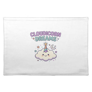 Unicorn Cloudicorn Dreams Trendy Graphic Tee Desig Cloth Placemat