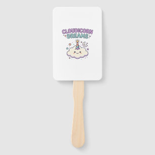 Unicorn Cloudicorn Dreams Trendy Graphic Tee Desig Hand Fan