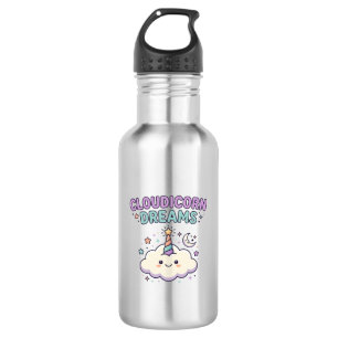 Unicorn Cloudicorn Dreams Trendy Graphic Tee Desig Stainless Steel Water Bottle
