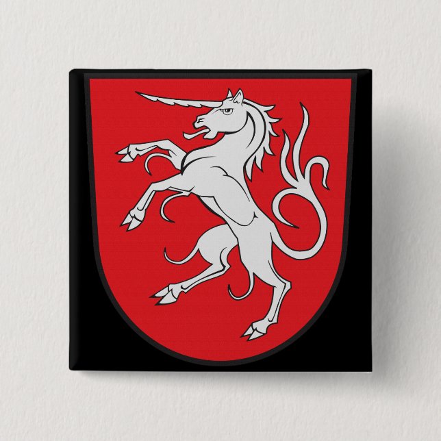 Unicorn Coat of Arms - Schwabisch Gmund Germany Button (Front)