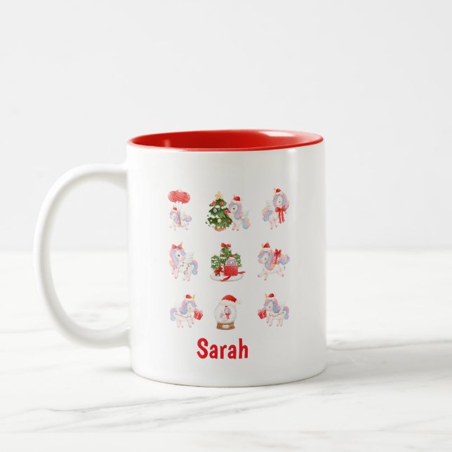 Unicorn Cocoa Magic – Custom Christmas Mug Girls (Left)