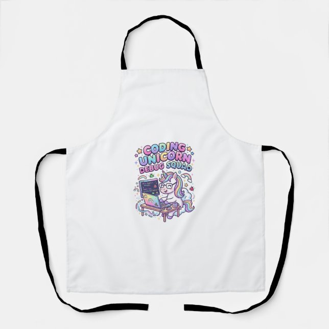 Unicorn Coding Unicorn Debug Squad Charming Market Apron (Front)