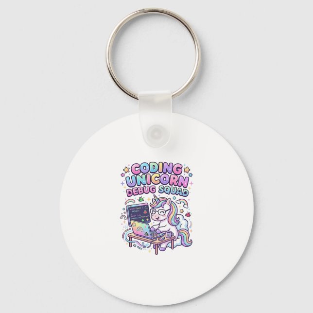 Unicorn Coding Unicorn Debug Squad Charming Market Keychain (Front)