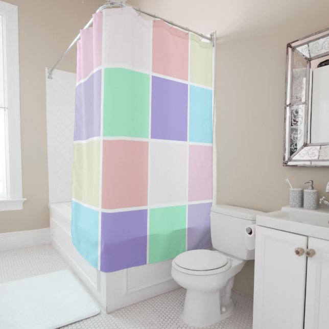 Unicorn Color Squares Shower Curtain (In Situ)