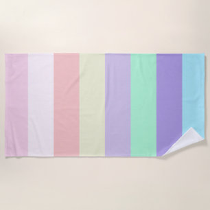 Unicorn Color Stripes  Beach Towel