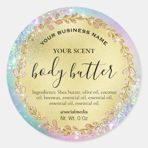 Unicorn Colored Gold Leaf Body Butter Labels