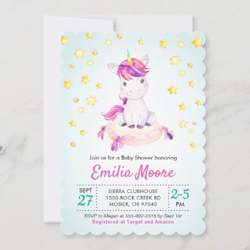 Unicorn Colorful Baby Shower Sprinkle Girl Boy Invitation