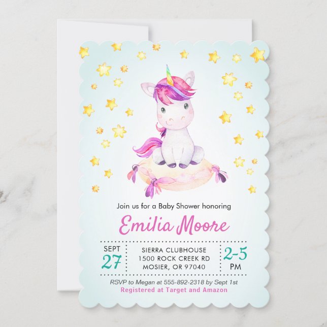 Unicorn Colorful Baby Shower Sprinkle Girl Boy Invitation (Front)