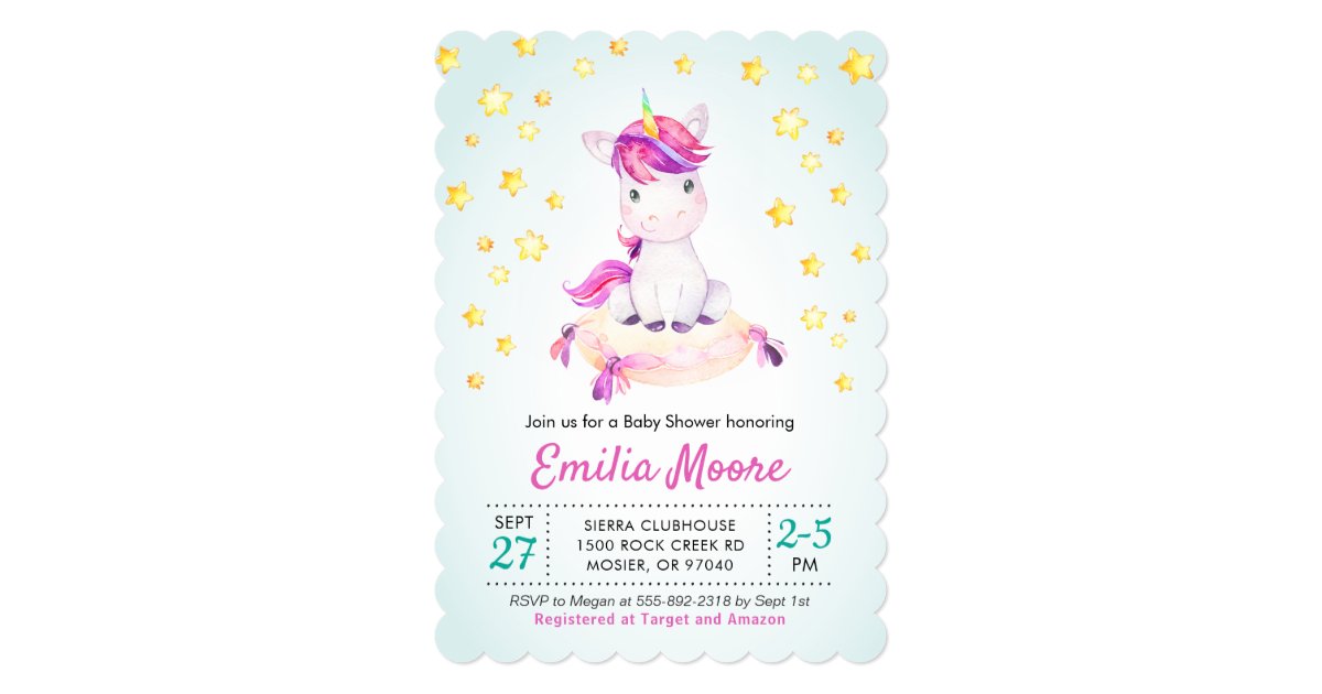 Unicorn Colorful Baby Shower Sprinkle Girl Boy Invitation Zazzle Com