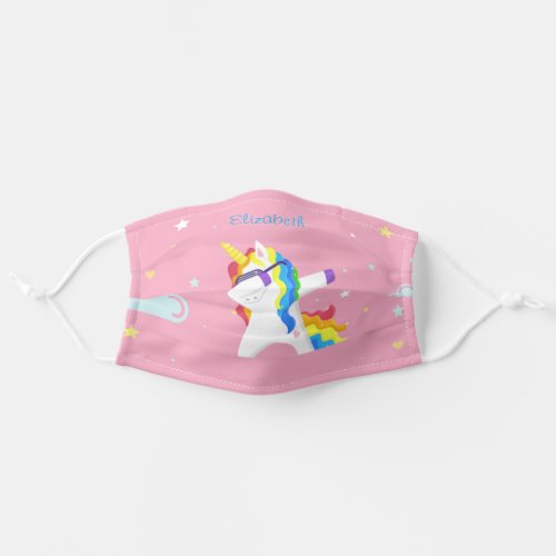 Unicorn Colorful Hair Rainbow Stars Hearts Adult Cloth Face Mask