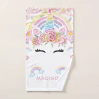 Unicorn Colorful Personalized Glitter Hand Towel Zazzle