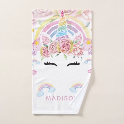 Unicorn Colorful Personalized Glitter Hand Towel