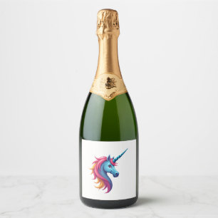 Unicorn Colorful Tie-Dye Unicorn Horse T-Shirt, Sm Sparkling Wine Label