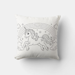 Unicorn Coloring Book Pillow Kids Room Decor