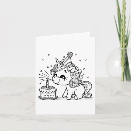 Unicorn Coloring Images for Birthday Favor Bag Invitation