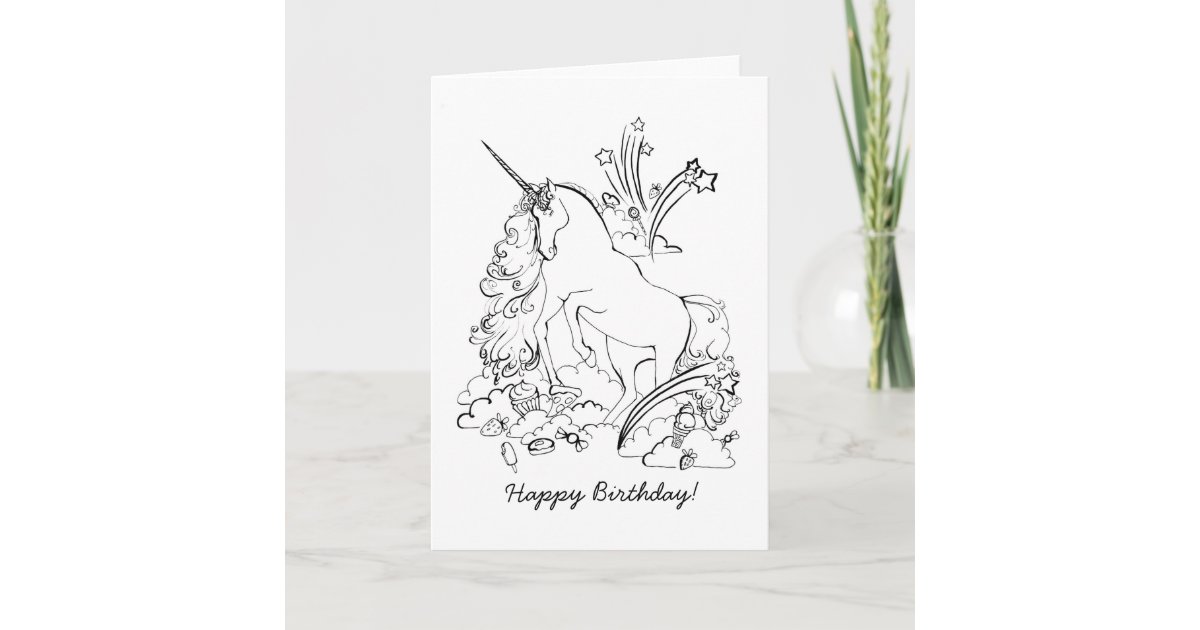 unicorn coloring page greeting card zazzlecom