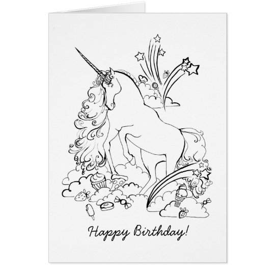  Unicorn  Coloring  Page  Greeting Card Zazzle com