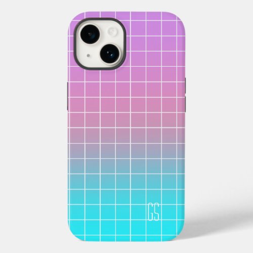 Unicorn Colors Gradient and Grid Custom Case_Mate iPhone 14 Case