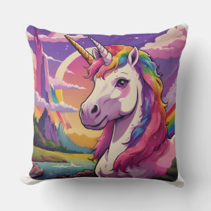 Unicorn Colors Throw Pillow