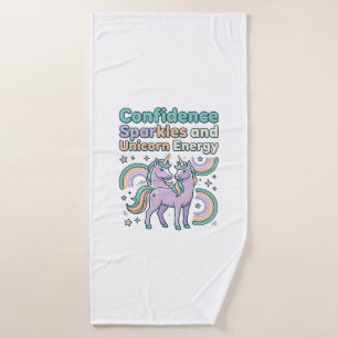 Unicorn Confidence Sparkles and Unicorn Energy Tre Bath Towel