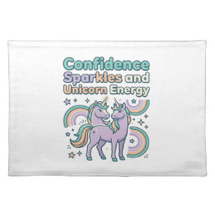 Unicorn Confidence Sparkles and Unicorn Energy Tre Cloth Placemat