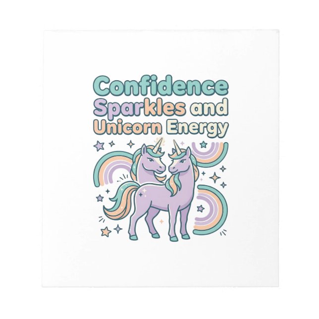 Unicorn Confidence Sparkles and Unicorn Energy Tre Notepad (Front)