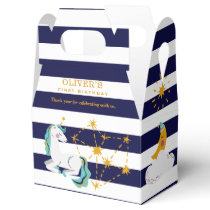 Unicorn Constellation Blue 1st Birthday Thank You Favor Boxes