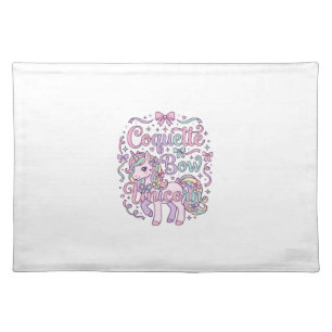 Unicorn Coquette Bow Unicorn Cute Pastel Graphic T Cloth Placemat
