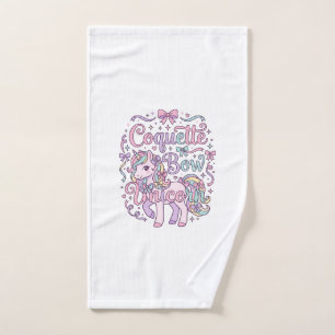 Unicorn Coquette Bow Unicorn Cute Pastel Graphic T Hand Towel