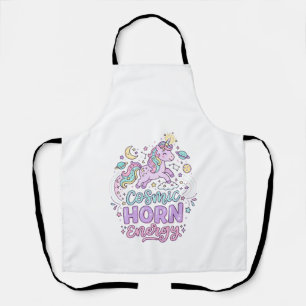 Unicorn Cosmic Horn Energy Cute Pastel Graphic Tee Apron