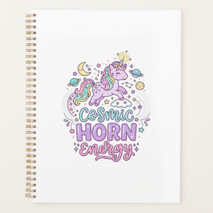 Unicorn Cosmic Horn Energy Cute Pastel Graphic Tee Planner