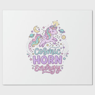 Unicorn Cosmic Horn Energy Cute Pastel Graphic Tee Wrapping Paper