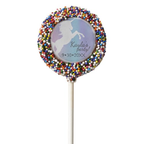 Unicorn cotton candy colours custom chocolate covered oreo pop