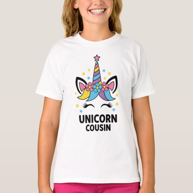 Unicorn Cousin Girl Kids Birthday T-Shirt (Front)