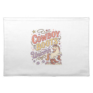 Unicorn Cowboy Boots Unicorn Whimsical Zazzle Desi Cloth Placemat