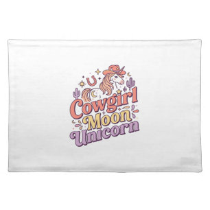 Unicorn Cowgirl Moon Unicorn Whimsical Merch Desig Cloth Placemat
