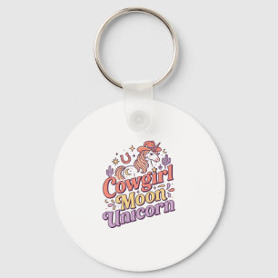 Unicorn Cowgirl Moon Unicorn Whimsical Merch Desig Keychain