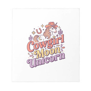 Unicorn Cowgirl Moon Unicorn Whimsical Merch Desig Notepad