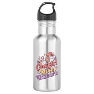Unicorn Cowgirl Moon Unicorn Whimsical Merch Desig Stainless Steel Water Bottle