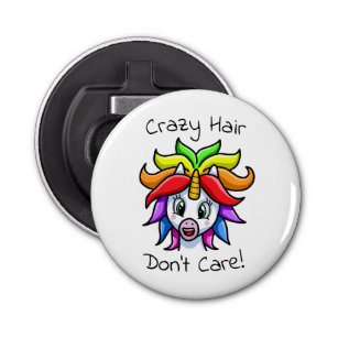 Unicorn Crazy Hair Don't Care Funny Bottle Opener